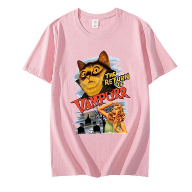 The Return of Vampurr Cat T-Shirt T-Shirt KittyNook Cat Company Pink XS